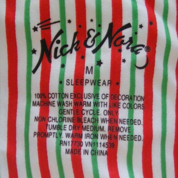 NICK & NORA Pajama Top, M, Pink, Sock Monkeys Climbing Peppermint striped poles - Picture 10 of 10